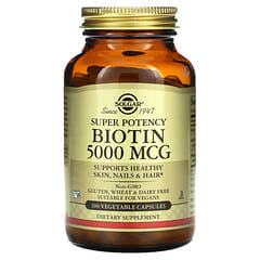 Solgar, Biotin, 5,000 mcg, 100 Vegetable Capsules