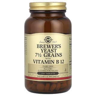 Solgar, Brewer's Yeast, 7 1/2 granos, con vitamina B12, 250 tabletas