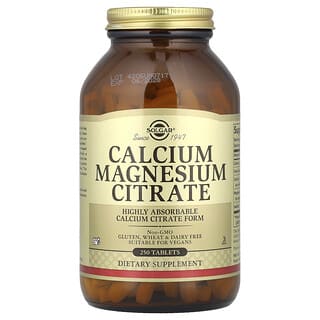 Solgar, Citrate de calcium et de magnésium, 250 comprimés