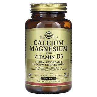 Solgar, Calcium et magnésium avec vitamine D3, 150 comprimés
