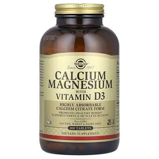 Solgar, Calcio e magnesio con vitamina D3, 300 compresse