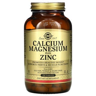 Solgar, Calcium Magnésium plus Zinc, 250 comprimés