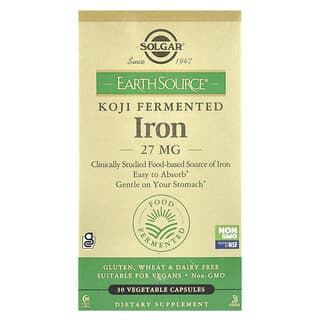 Solgar, EarthSource® Koji Fermented, Fer, 27 mg, 30 capsules végétales