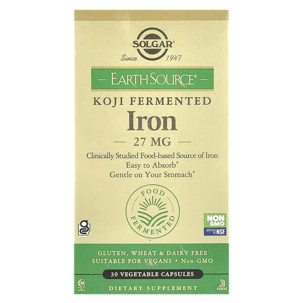 EarthSource® Koji Fermented, Iron, 27 mg, 30 Vegetable Capsules