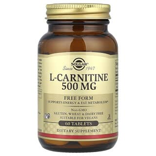 Solgar, L-Carnitine, Free Form, 1,000 mg, 60 Tablets (500 mg Per Tablet)