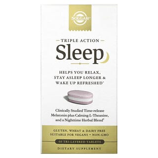 Solgar, Para o Sono, Tripla Ação, 60 Comprimidos com Triplo Revestimento