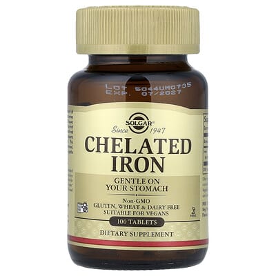 Solgar, Chelated Iron, 100 Tablets (25 mg Each Tablet)