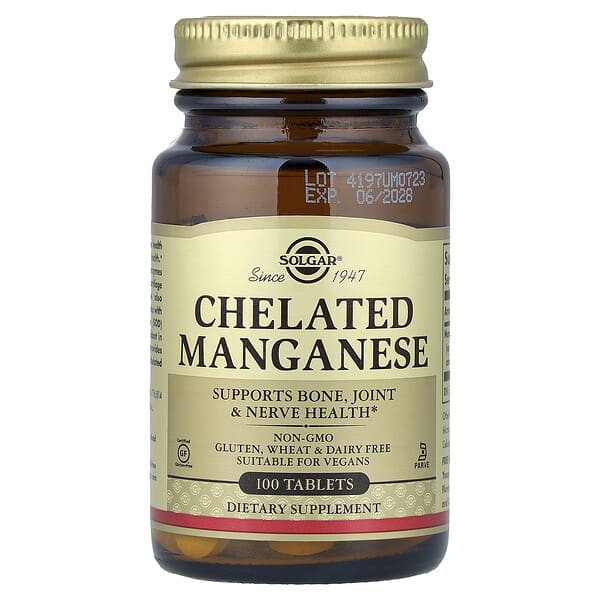 Chelated Manganese, 100 Tablets (8 mg per Tablet)