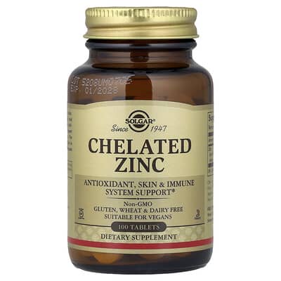 Solgar, Chelated Zinc, 22 mg, 100 Tablets