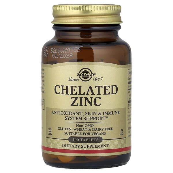 Chelated Zinc, 100 Tablets (22 mg per Tablet)