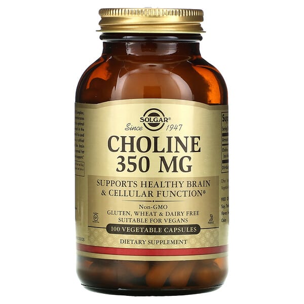 Solgar, Choline 350 mg, 100 capsulas vegetales
