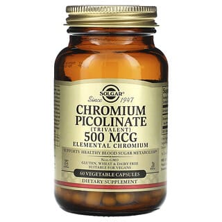 Solgar, Chromium Picolinate, 500 mcg, 60 Vegetable Capsules