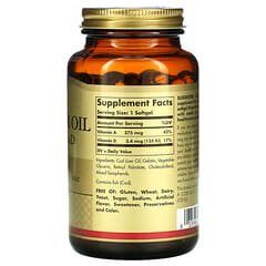 Solgar, Aceite de hígado de bacalao, Vitaminas A y D, 250 cápsulas blandas