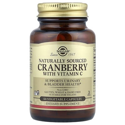Solgar, Cranberry with Vitamin C, Naturally Sourced, 60 Vegetable Capsules