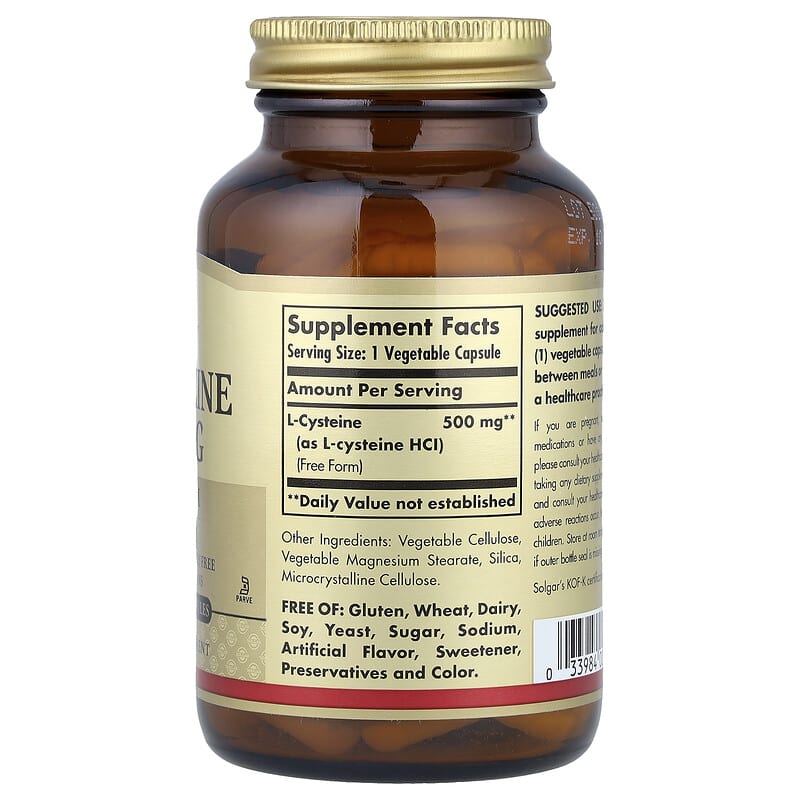 L-Cysteine, 500 mg, 90 Vegetable Capsules