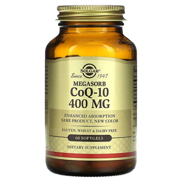 Solgar, Megasorb CoQ-10, 400 mg, 60 cápsulas blandas