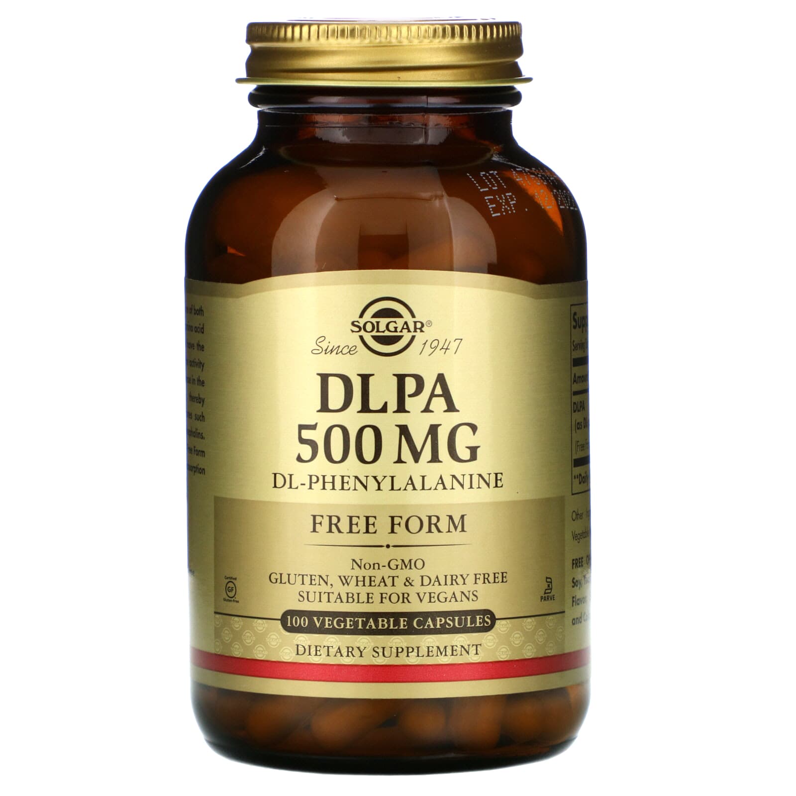 Solgar Dlpa Dlフェニルアラニン 遊離型 500mg ベジカプセル100粒