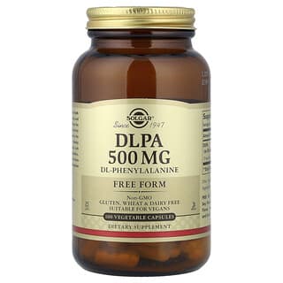 Solgar, DLPA, в свободной форме, 500 мг, 100 растительных капсул