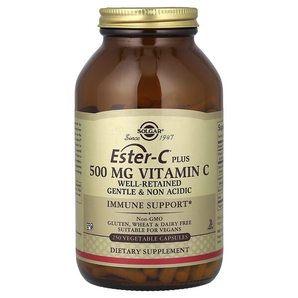 Solgar, Ester-C®，+維生素 C，500 毫克，250 粒素食膠囊