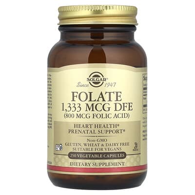Solgar, Folic Acid, 1,333 mcg DFE, 250 Vegetarian Capsules