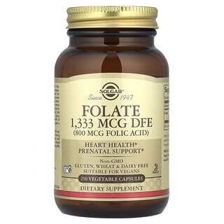 Solgar, Folato, 800 mcg, 250 Cápsulas Vegetais