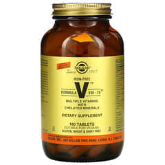 Solgar, Formula VM-75, Múltiples vitaminas con minerales quelados, sin hierro, 180 comprimidos