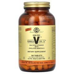 Solgar, Formula V VM-75, Multiple Vitamins with Chelated Minerals, Iron Free, 180 Tablets