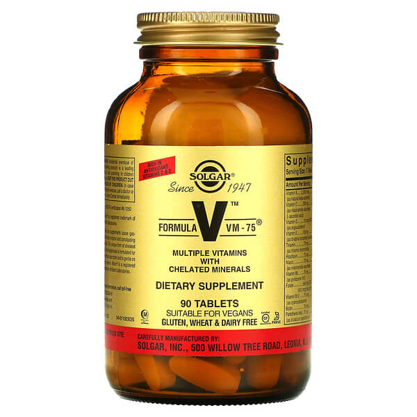 سولغار‏, الصيغة الخامسة، VM-75، فيتامينات متعددة مع المعادن المستخلبة، 90 قرص