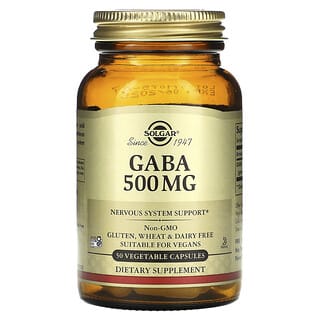 Solgar, GABA, 500 mg, 50 cápsulas vegetales