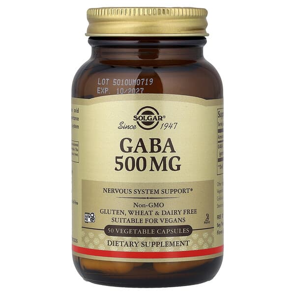 Solgar, GABA, 500 mg, 50 Vegetable Capsules
