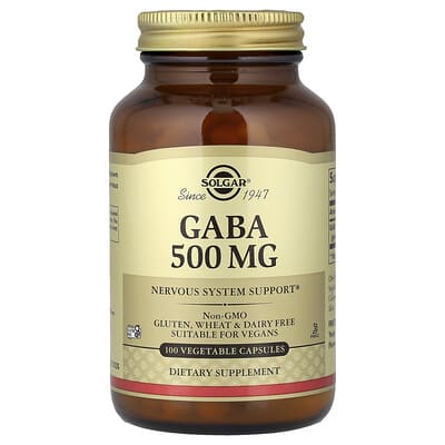 Solgar, GABA, 500 mg, 100 Vegetarian Capsules