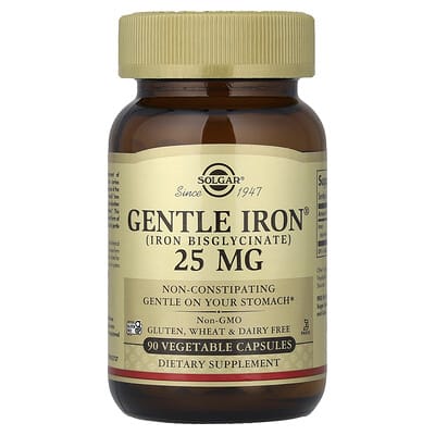 Solgar, Gentle Iron®, 25 mg, 90 Vegetable Capsules Solgar, Gentle Iron®, 25 mg, 90 Vegetable Capsules