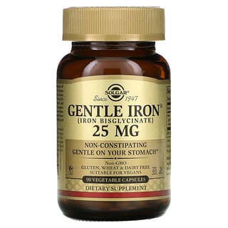 Solgar, Gentle Iron, Hierro, 25 mg, 90 cápsulas vegetales