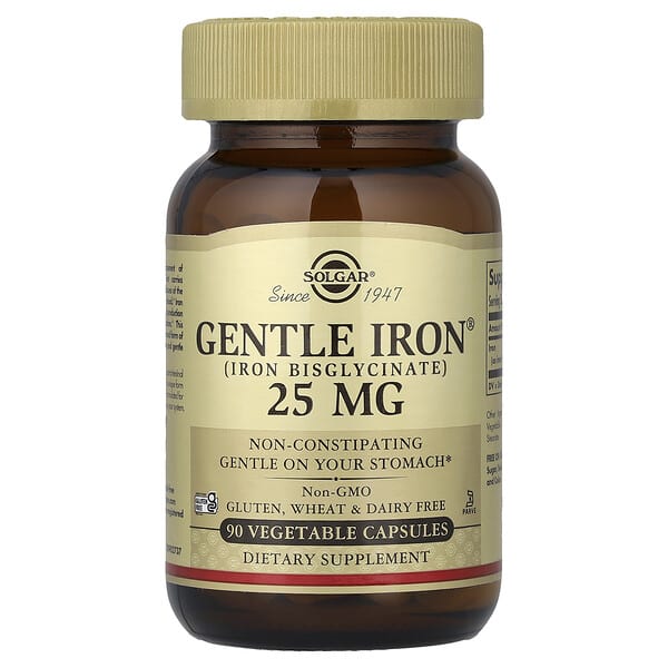 Solgar, Gentle Iron®, 25mg, 베지 캡슐 90정