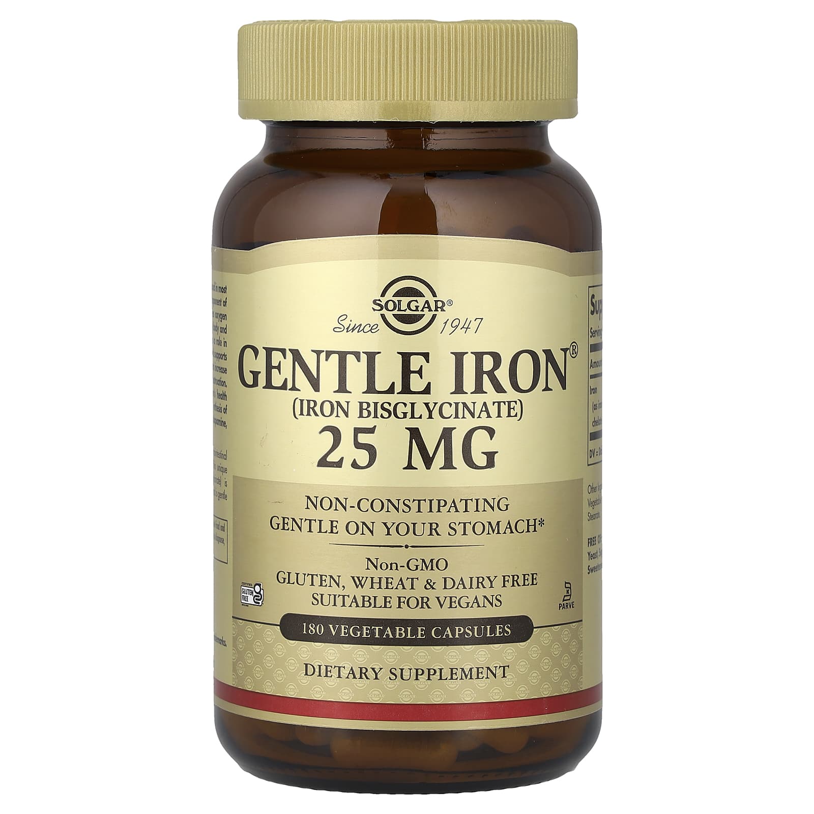 Solgar Gentle Iron 25 мг 180 капсул железо при усталости iHerb