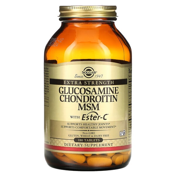 Solgar, Glucosamina, condroitina y MSM con Ester-C, 180 comprimidos