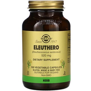 Solgar, Eleuthero, 520 mg, 100 Vegetable Capsules