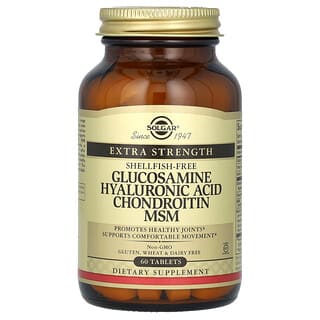 Solgar, Glicosamina, Ácido Hialurônico, Chondroitin MSM, 60 Comprimidos