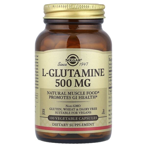 Solgar, L-글루타민, 500mg, 베지 캡슐 100정