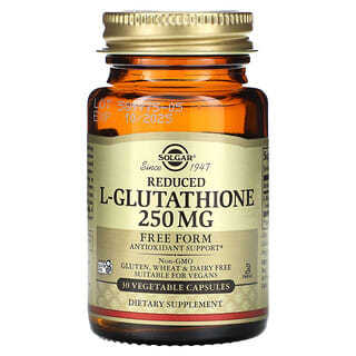 Solgar, L-glutatión reducido, 250 mg, 30 cápsulas vegetales