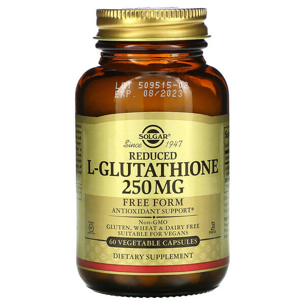 Solgar, L-Glutatión Reducido, 250 mg, 60 Cápsulas Vegetales