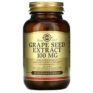 Solgar, Extrato de Semente de Uva, 100 mg, 60 Cápsulas Vegetais