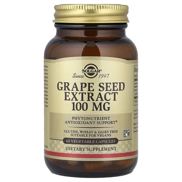 Solgar, Grape Seed Extract, 100 mg, 60 Vegetable Capsules