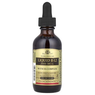 Solgar, Sublingual, Líquido B-12, 2.000 mcg, 59 ml (2 fl oz)