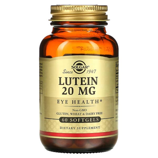 Solgar, Lutein, 20 mg, 60 Gelkapseln