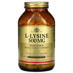 Solgar, L-lisina, Forma libre, 500 mg, 250 cápsulas vegetales