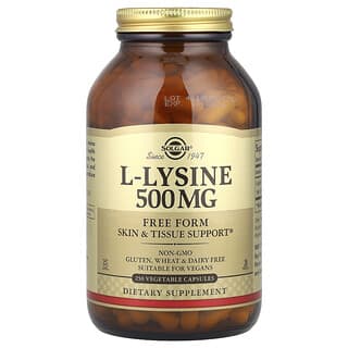 Solgar, L-lisina, Forma libre, 500 mg, 250 cápsulas vegetales