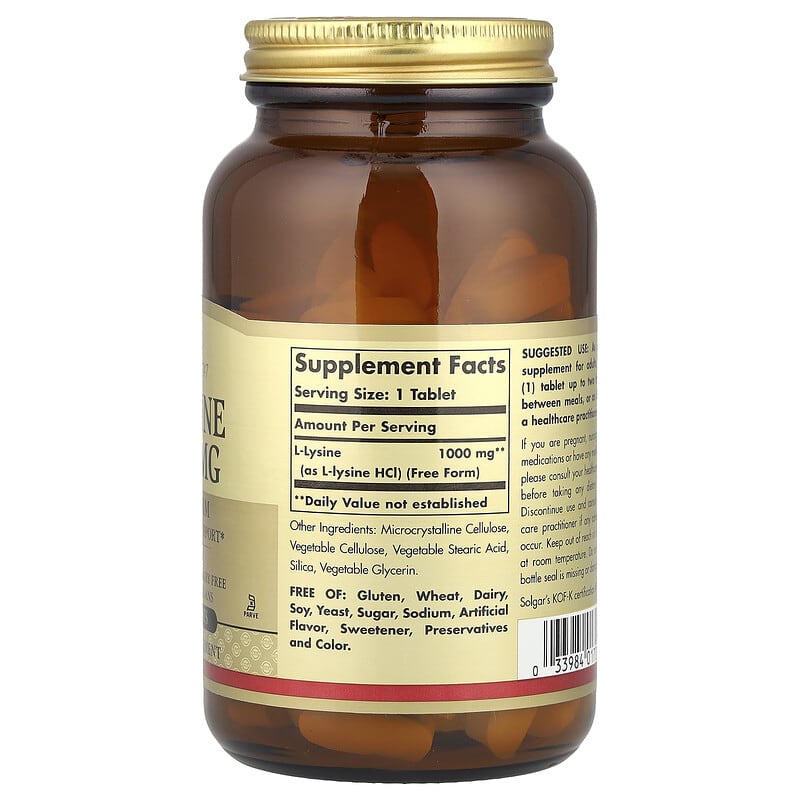 L-Lysine, Free Form, 1,000 mg, 100 Tablets