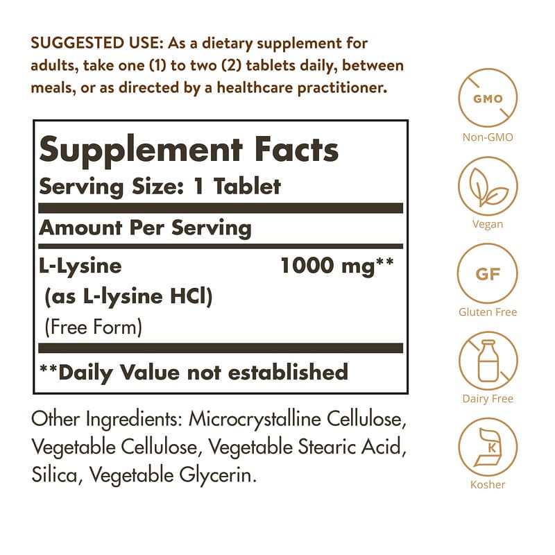 L-リジン、 1000mg、 100錠