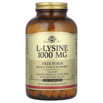 Solgar, L-Lysine, Free Form, 1,000 mg, 250 Tablets